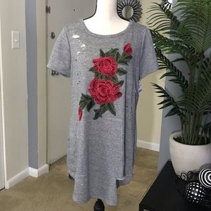 Emory Park Rose Appliqué T-Shirt Dress